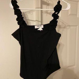 Black square neck bodysuit